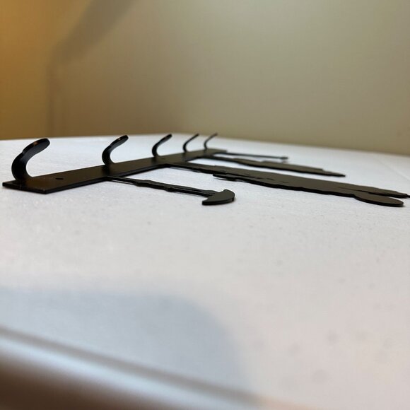 Small metal wall art Tie key scarf towel umbrella leash rack holder 5 hooks - Picture 10 of 13